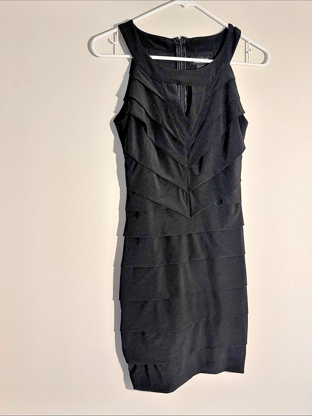 White House Black Market Black Layered Mini Dress Size 2 Like New